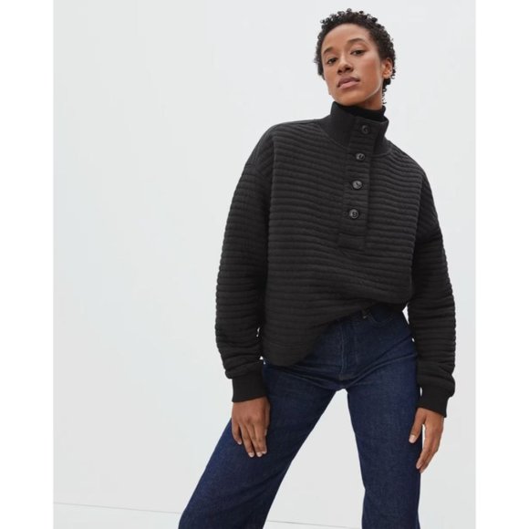 Everlane Sweaters - Everlane The Organic Cotton Quilted Mockneck Sweatshirt in Black Medium New